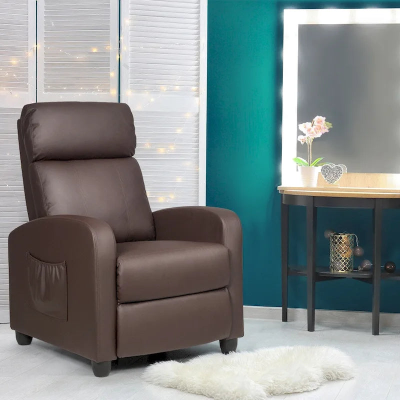 Fauteuil inclinable à dossier haut et dossier rabattable en velours noir de style Mid-Century pour 1 personne