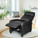 Fauteuil inclinable à dossier haut et dossier rabattable en velours noir de style Mid-Century pour 1 personne