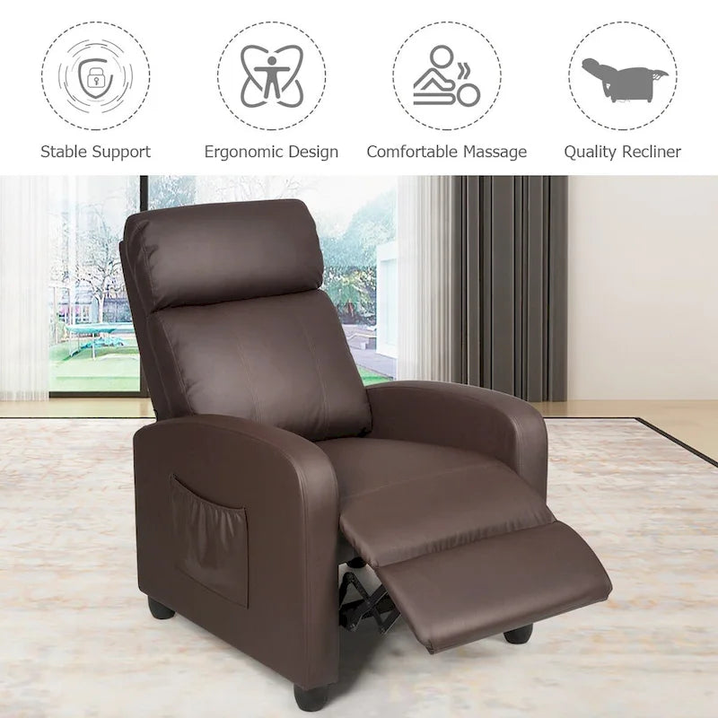 Fauteuil inclinable à dossier haut et dossier rabattable en velours noir de style Mid-Century pour 1 personne