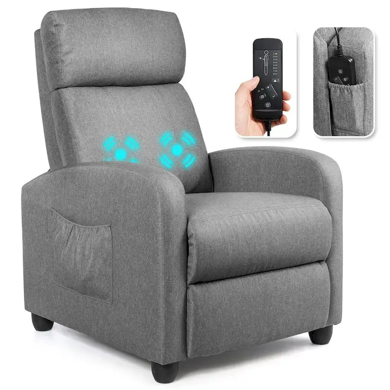 Fauteuil inclinable à dossier haut et dossier rabattable en velours noir de style Mid-Century pour 1 personne