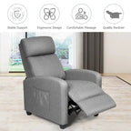 Fauteuil inclinable à dossier haut et dossier rabattable en velours noir de style Mid-Century pour 1 personne