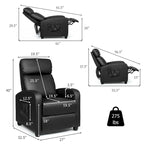 Fauteuil inclinable à dossier haut et dossier rabattable en velours noir de style Mid-Century pour 1 personne