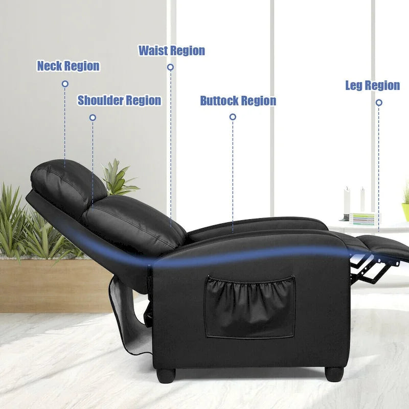 Fauteuil inclinable à dossier haut et dossier rabattable en velours noir de style Mid-Century pour 1 personne