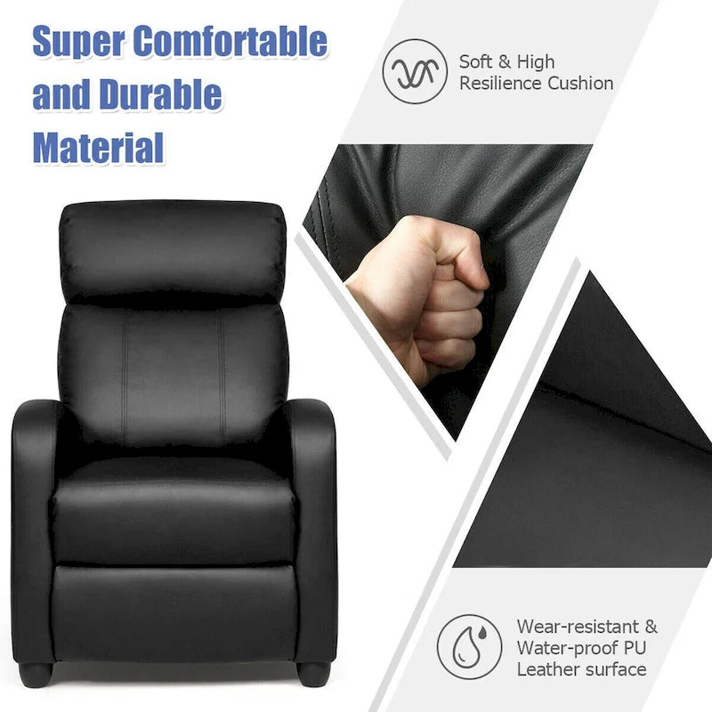 Fauteuil inclinable à dossier haut et dossier rabattable en velours noir de style Mid-Century pour 1 personne