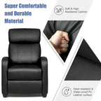 Fauteuil inclinable à dossier haut et dossier rabattable en velours noir de style Mid-Century pour 1 personne