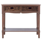 Console de rangement avec tiroirs en rotin – Marron/Sépia, pin colonial, 1 à 2 utilisateurs