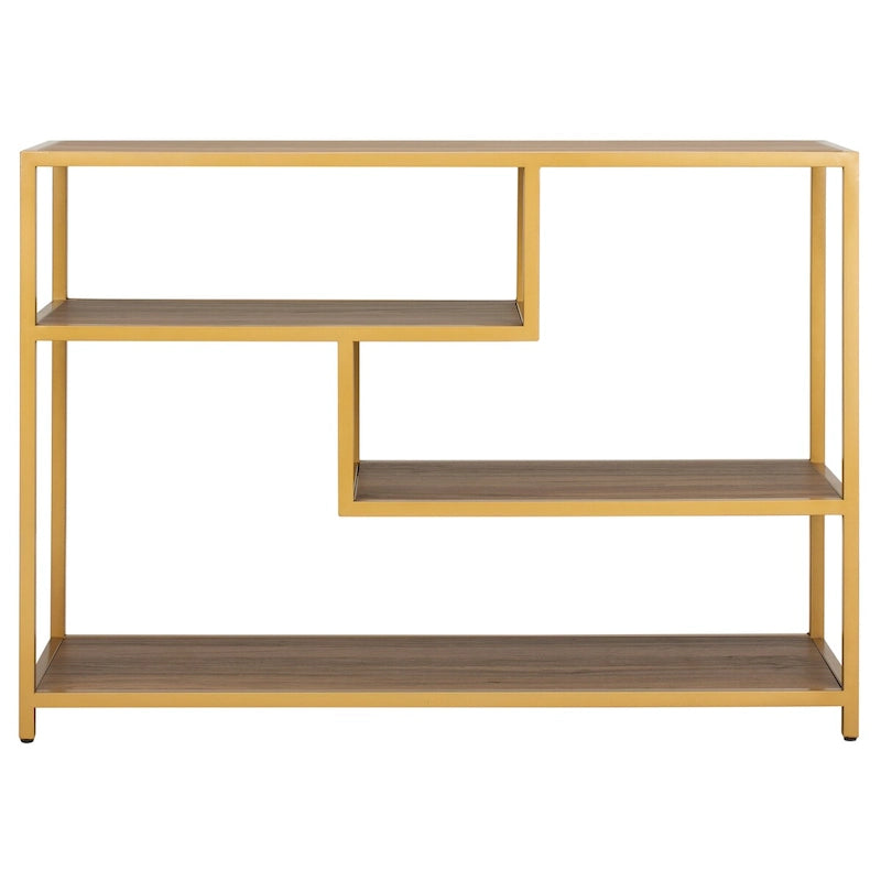Console géométrique – Noyer / Noir / Beige, Bois d'inspiration artistique moderne, Utilisation individuelle