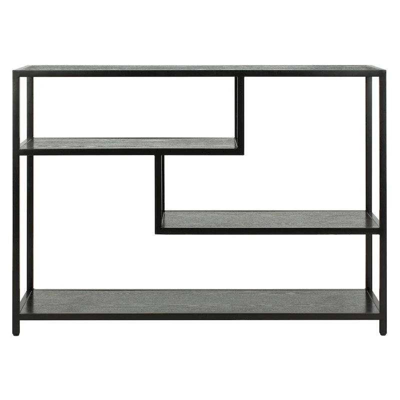 Console géométrique – Noyer / Noir / Beige, Bois d'inspiration artistique moderne, Utilisation individuelle