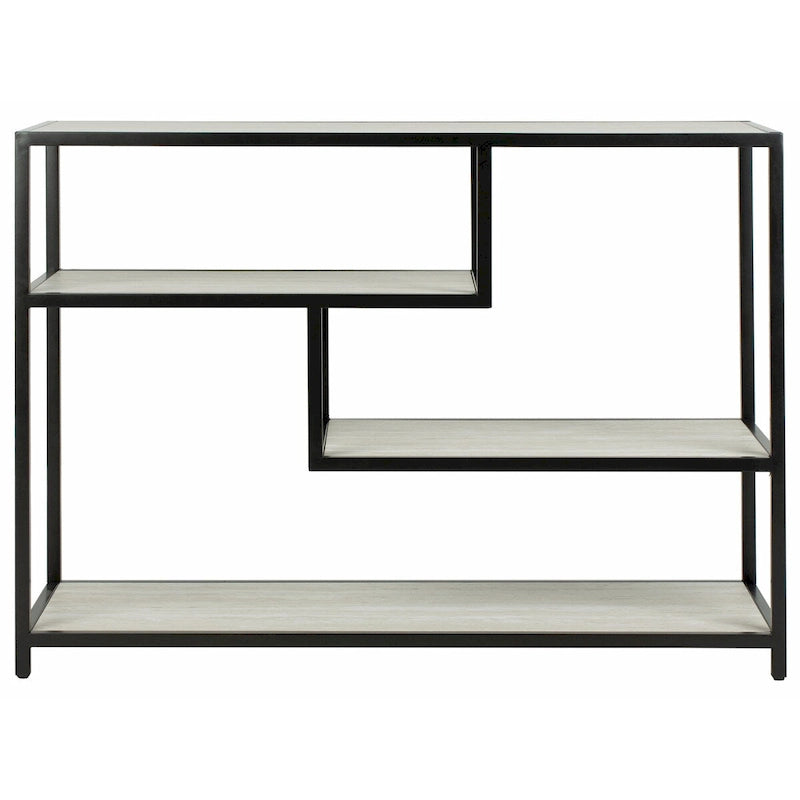 Console géométrique – Noyer / Noir / Beige, Bois d'inspiration artistique moderne, Utilisation individuelle