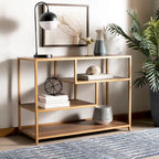 Console géométrique – Noyer / Noir / Beige, Bois d'inspiration artistique moderne, Utilisation individuelle