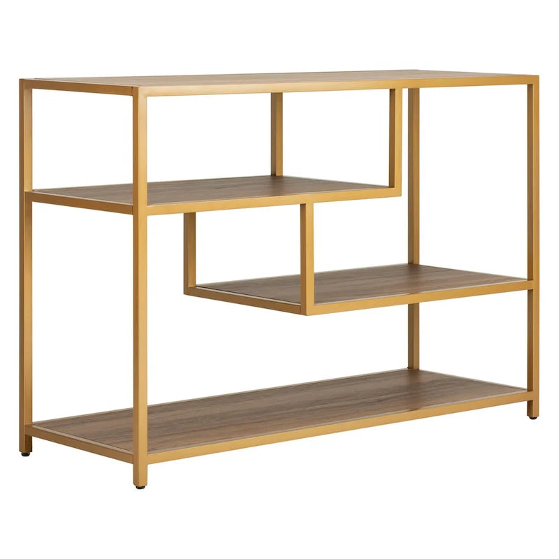 Console géométrique – Noyer / Noir / Beige, Bois d'inspiration artistique moderne, Utilisation individuelle