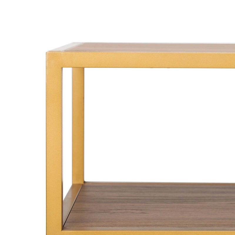 Console géométrique – Noyer / Noir / Beige, Bois d'inspiration artistique moderne, Utilisation individuelle