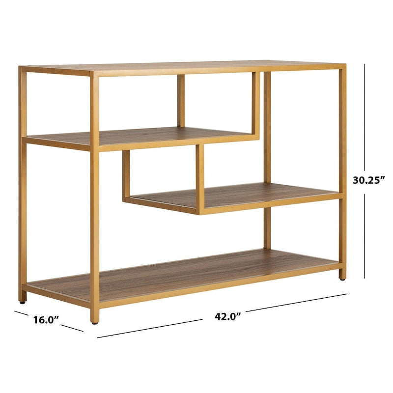 Console géométrique – Noyer / Noir / Beige, Bois d'inspiration artistique moderne, Utilisation individuelle