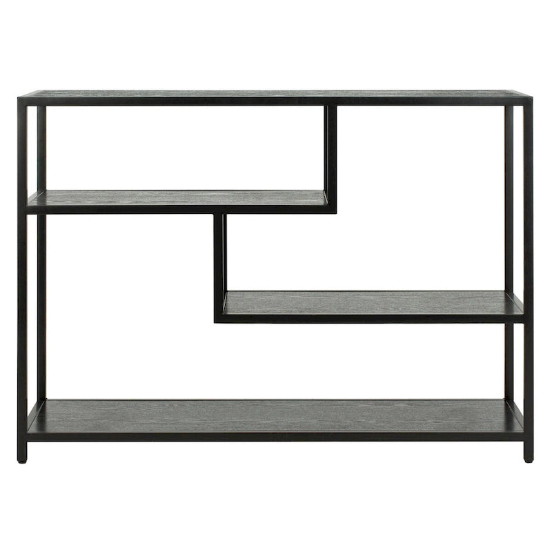 Console géométrique – Noyer / Noir / Beige, Bois d'inspiration artistique moderne, Utilisation individuelle