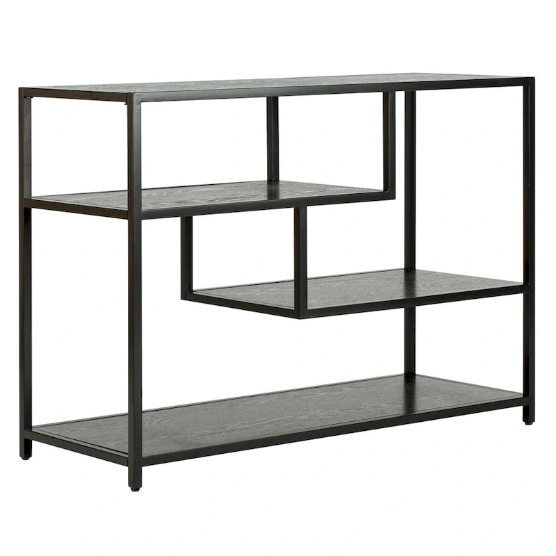 Console géométrique – Noyer / Noir / Beige, Bois d'inspiration artistique moderne, Utilisation individuelle