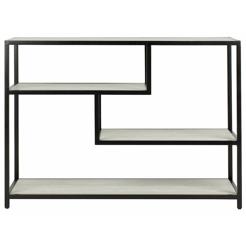 Console géométrique – Noyer / Noir / Beige, Bois d'inspiration artistique moderne, Utilisation individuelle