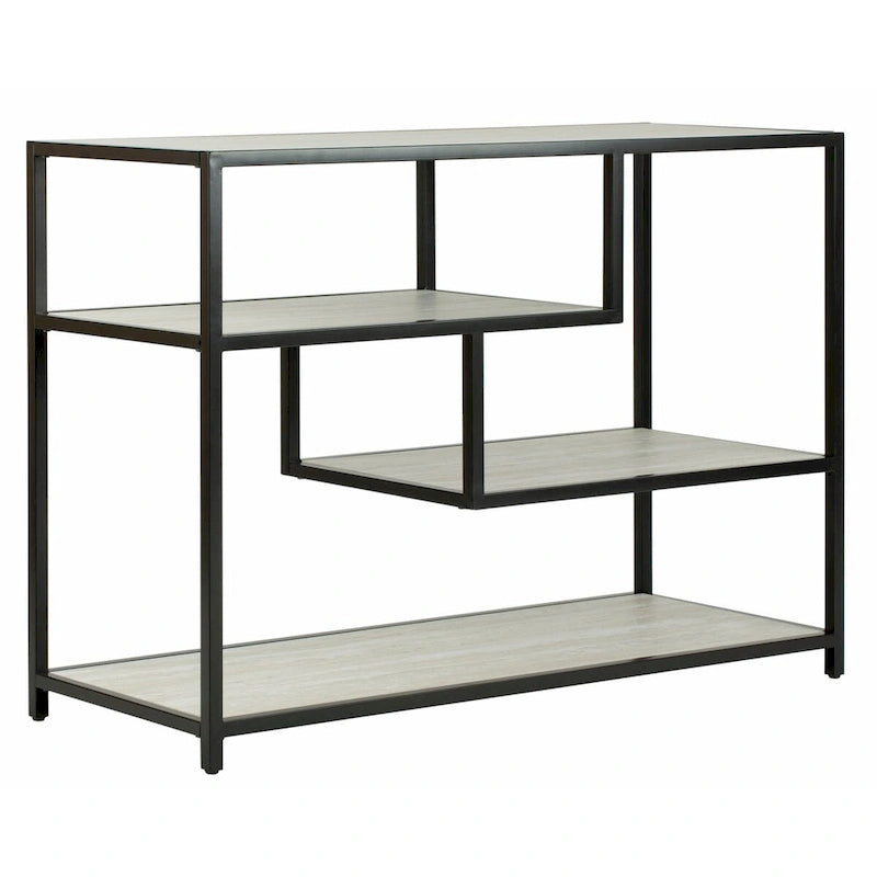 Console géométrique – Noyer / Noir / Beige, Bois d'inspiration artistique moderne, Utilisation individuelle