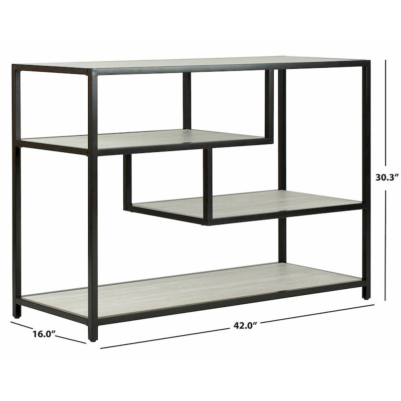 Console géométrique – Noyer / Noir / Beige, Bois d'inspiration artistique moderne, Utilisation individuelle