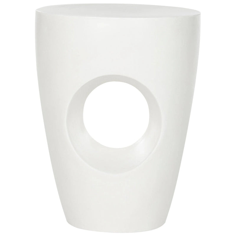 Table d'appoint en béton – Ivoire / Gris foncé, Ronde sculpturale, Intérieur et extérieur, Utilisation individuelle