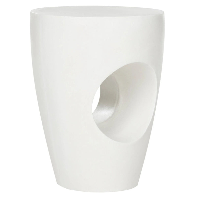 Table d'appoint en béton – Ivoire / Gris foncé, Ronde sculpturale, Intérieur et extérieur, Utilisation individuelle