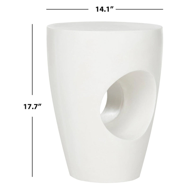 Table d'appoint en béton – Ivoire / Gris foncé, Ronde sculpturale, Intérieur et extérieur, Utilisation individuelle