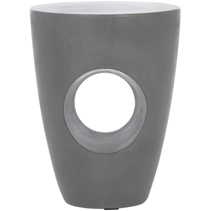 Table d'appoint en béton – Ivoire / Gris foncé, Ronde sculpturale, Intérieur et extérieur, Utilisation individuelle