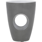 Table d'appoint en béton – Ivoire / Gris foncé, Ronde sculpturale, Intérieur et extérieur, Utilisation individuelle
