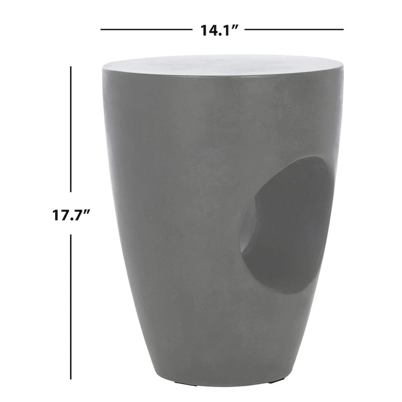 Table d'appoint en béton – Ivoire / Gris foncé, Ronde sculpturale, Intérieur et extérieur, Utilisation individuelle