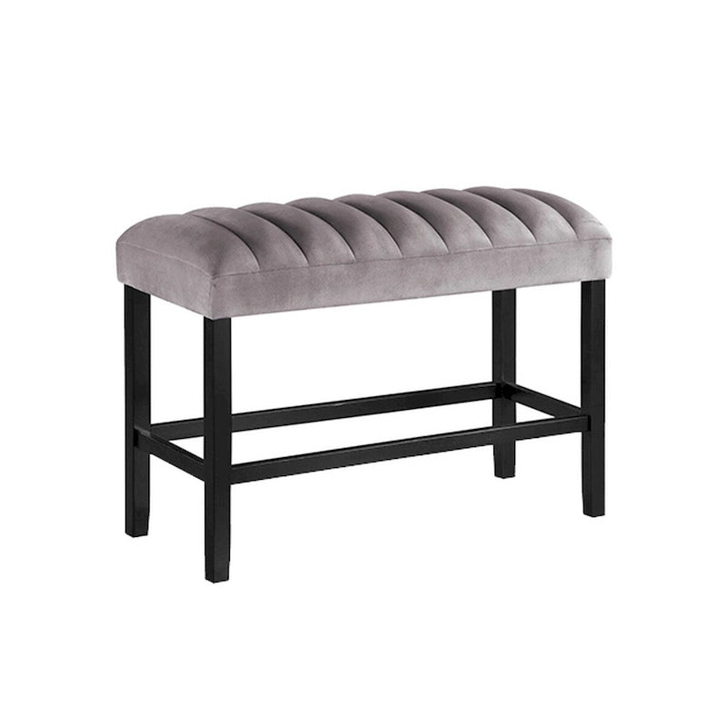 Banc en tissu gris/noir à hauteur de comptoir pour 3 personnes