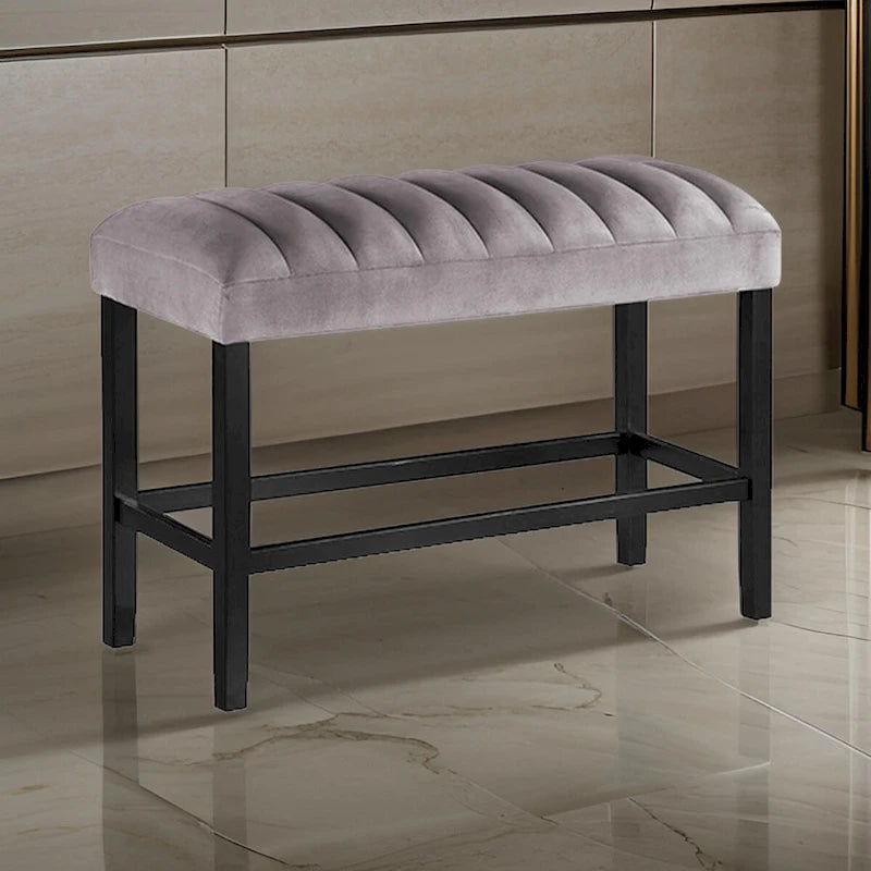 Banc en tissu gris/noir à hauteur de comptoir pour 3 personnes