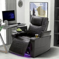 Fauteuil inclinable électrique avec port USB, tablette pivotante et porte-gobelets – Noir/Marron, Rembourré Moderne, Monoplace