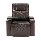 Fauteuil inclinable électrique avec port USB, tablette pivotante et porte-gobelets – Noir/Marron, Rembourré Moderne, Monoplace