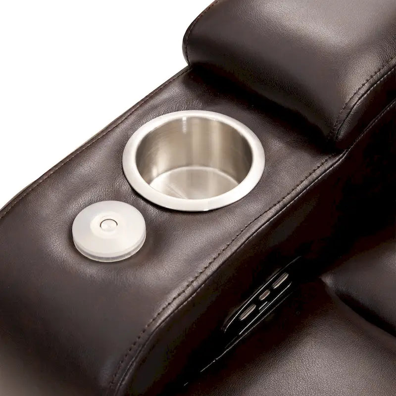 Fauteuil inclinable électrique avec port USB, tablette pivotante et porte-gobelets – Noir/Marron, Rembourré Moderne, Monoplace