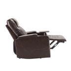 Fauteuil inclinable électrique avec port USB, tablette pivotante et porte-gobelets – Noir/Marron, Rembourré Moderne, Monoplace