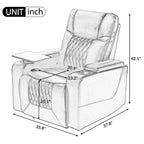 Fauteuil inclinable électrique avec port USB, tablette pivotante et porte-gobelets – Noir/Marron, Rembourré Moderne, Monoplace