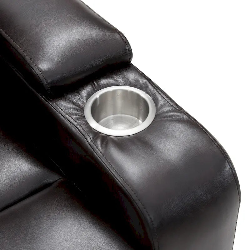 Fauteuil inclinable électrique avec port USB, tablette pivotante et porte-gobelets – Noir/Marron, Rembourré Moderne, Monoplace