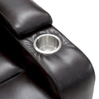 Fauteuil inclinable électrique avec port USB, tablette pivotante et porte-gobelets – Noir/Marron, Rembourré Moderne, Monoplace