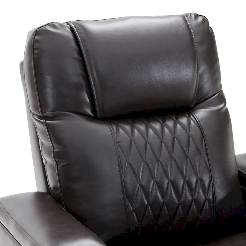 Fauteuil inclinable électrique avec port USB, tablette pivotante et porte-gobelets – Noir/Marron, Rembourré Moderne, Monoplace