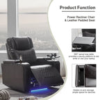 Fauteuil inclinable électrique avec port USB, tablette pivotante et porte-gobelets – Noir/Marron, Rembourré Moderne, Monoplace