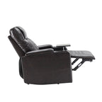 Fauteuil inclinable électrique avec port USB, tablette pivotante et porte-gobelets – Noir/Marron, Rembourré Moderne, Monoplace