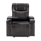 Fauteuil inclinable électrique avec port USB, tablette pivotante et porte-gobelets – Noir/Marron, Rembourré Moderne, Monoplace
