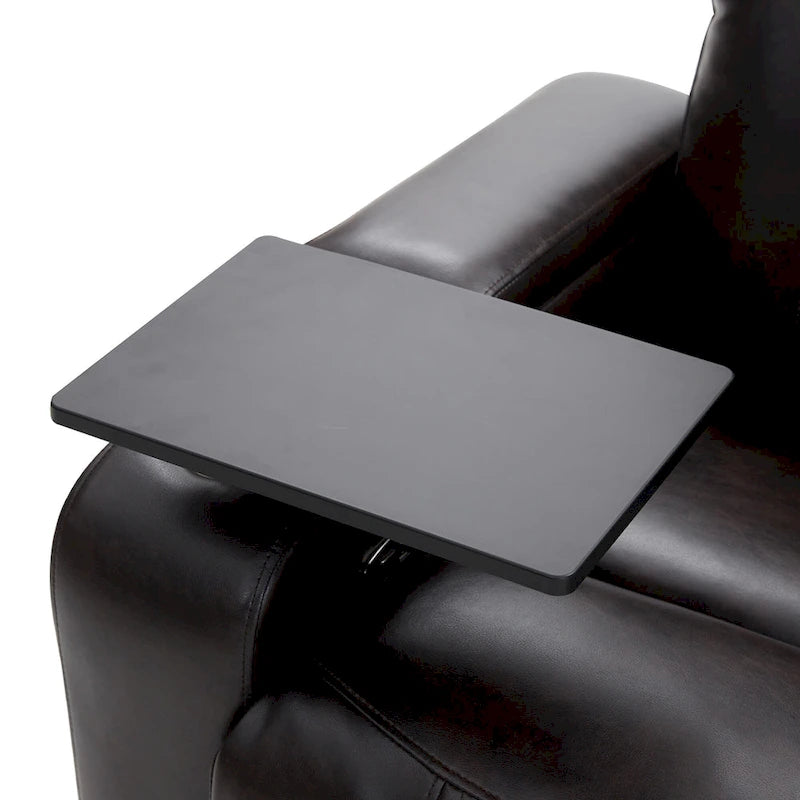 Fauteuil inclinable électrique avec port USB, tablette pivotante et porte-gobelets – Noir/Marron, Rembourré Moderne, Monoplace