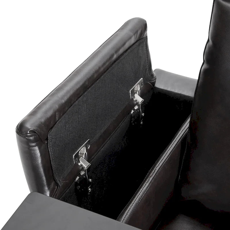 Fauteuil inclinable électrique avec port USB, tablette pivotante et porte-gobelets – Noir/Marron, Rembourré Moderne, Monoplace