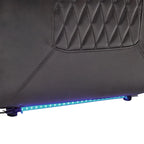 Fauteuil inclinable électrique avec port USB, tablette pivotante et porte-gobelets – Noir/Marron, Rembourré Moderne, Monoplace