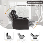 Fauteuil inclinable électrique avec port USB, tablette pivotante et porte-gobelets – Noir/Marron, Rembourré Moderne, Monoplace
