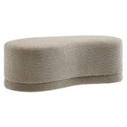 Banc ottoman rond rembourré – Avoine / Ardoise / Crème / Sauge, velours de performance moderne et base en bois d'hévéa, 1–2 utilisateurs