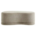 Banc ottoman rond rembourré – Avoine / Ardoise / Crème / Sauge, velours de performance moderne et base en bois d'hévéa, 1–2 utilisateurs