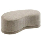 Banc ottoman rond rembourré – Avoine / Ardoise / Crème / Sauge, velours de performance moderne et base en bois d'hévéa, 1–2 utilisateurs