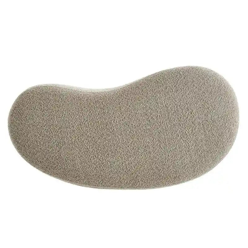Banc ottoman rond rembourré – Avoine / Ardoise / Crème / Sauge, velours de performance moderne et base en bois d'hévéa, 1–2 utilisateurs