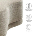 Banc ottoman rond rembourré – Avoine / Ardoise / Crème / Sauge, velours de performance moderne et base en bois d'hévéa, 1–2 utilisateurs